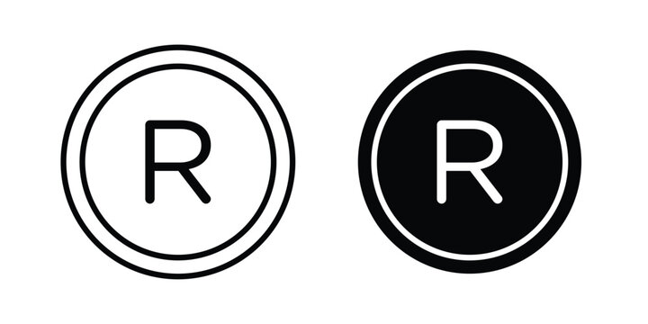Registered trademark icon on white background. linear pictogram. Flat symbols