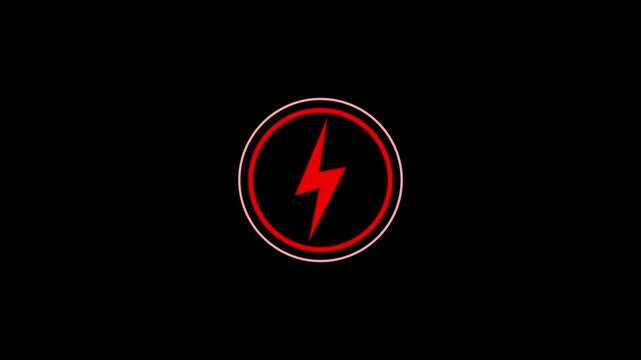 A simple graphic of a red lightning bolt inside a circular border