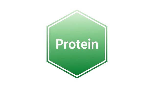 A green hexagonal logo with the word Protein on a white background