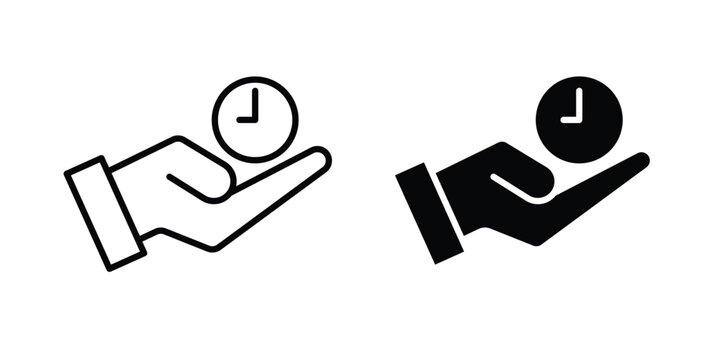 Save time icon on white background. linear pictogram. Flat symbols