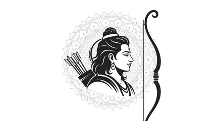 Fototapeta premium Hindu god Rama profile illustration.