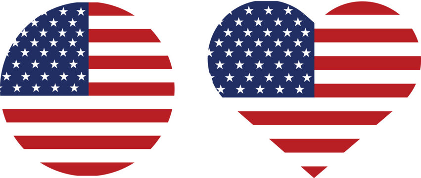 American flag in circle and heart shapes usa flag united states flag