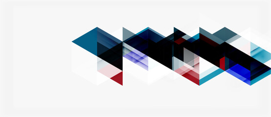Fototapeta premium Abstract geometric shapes overlap, creating dynamic visual texture. Blue, black, gray tones dominate composition. Minimalist design.