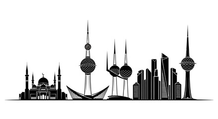 Obraz premium Kuwait City skyline with famous landmarks.