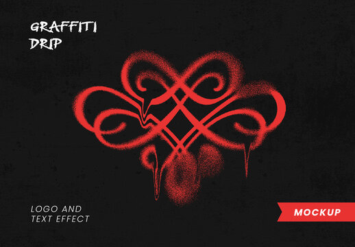 Graffiti Drip Logo And Text Effect Mockup