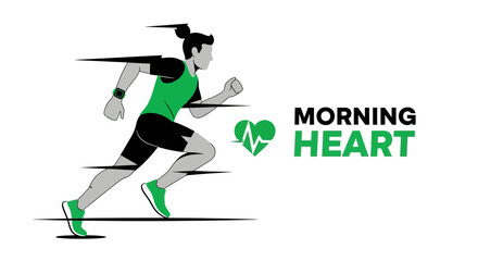 Obraz premium Energetic Morning Runner With Heartbeat Icon And Text