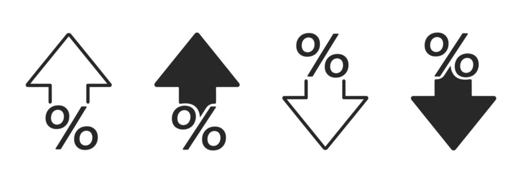 Arrows indicate percentage change finance trend set icon on transparent background