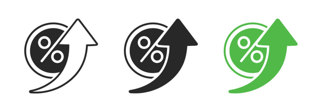 Percentage arrows change finance circle rotation set icon on transparent background