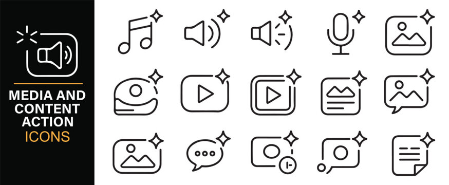 Audio video controls and UI icons set vector