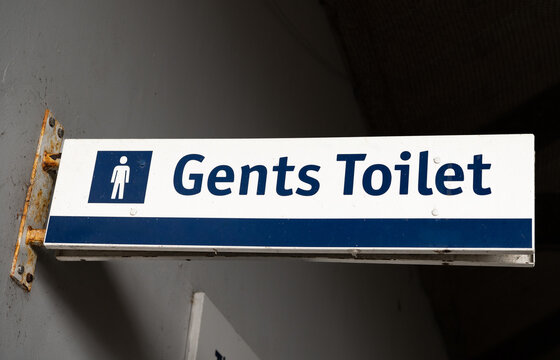 Gents Toilet Sing at Thurso Railway Station, Scottish Highlands,  Caithness,  Scotland, UK