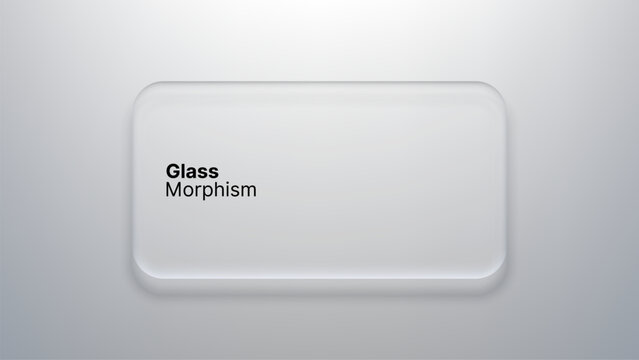 Liquid glass morphism vector panel with rounded rectangular shape. Modern UI element with frosted effect and soft shadow. Minimalist graphic design concept for digital interface template.