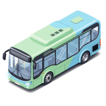Modern City Bus Isometric View Public Transportation Vehicle.