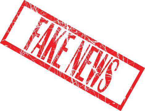 A red stamp with the words fake news on it
