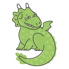 Fototapeta premium Green triceratops cartoon
