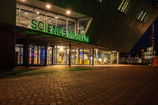 Modern architecture of science museum in Amsterdam
