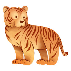 Cute tiger drawn in watercolor style © Vexels