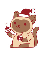 Cute cat wearing a santa hat © Vexels