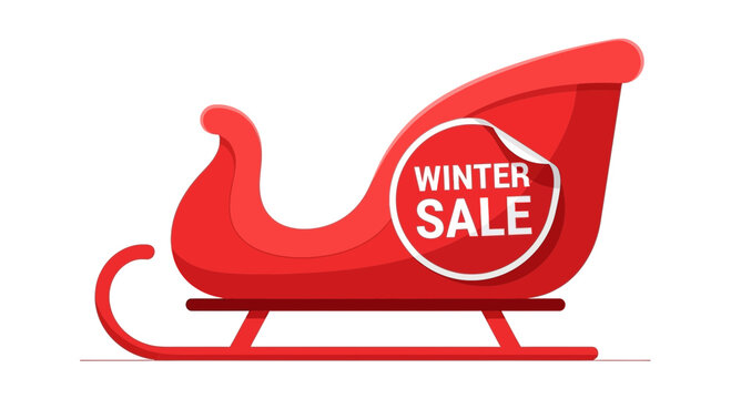 Festive Red Sleigh With Winter Sale Sticker Graphic