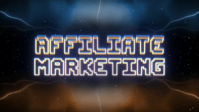 Affiliate Marketing Neon text with retro style background