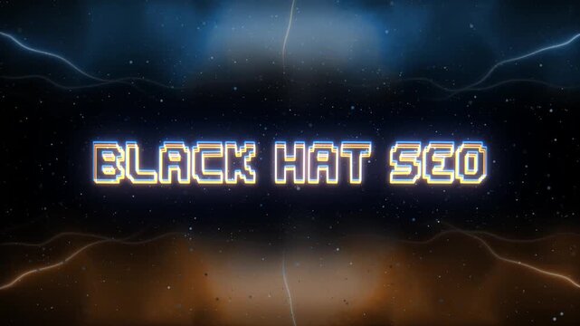Black Hat SEO Neon text with retro style background