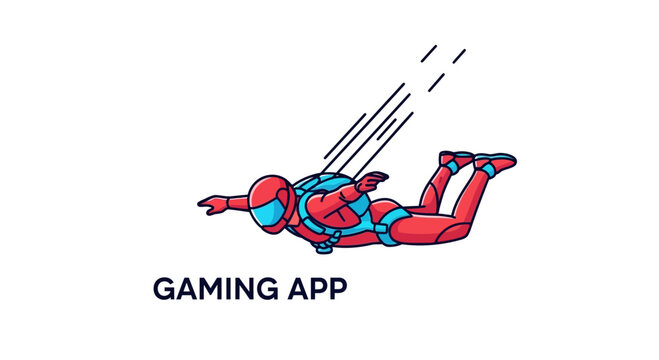 Futuristic Skydiver Icon For Gaming Application Logo Design