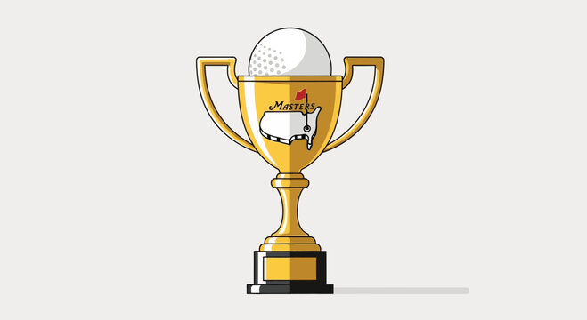 Golden Golf Trophy Championship Emblem Victorious Achievement Symbol