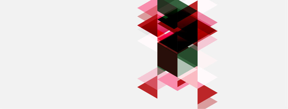 Abstract geometric composition. Pink, dark green shapes overlap white background. Minimalist design, modern aesthetic.