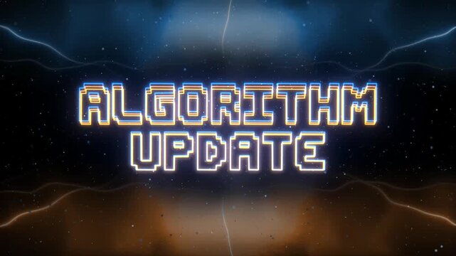 Algorithm Update Neon text with retro style background