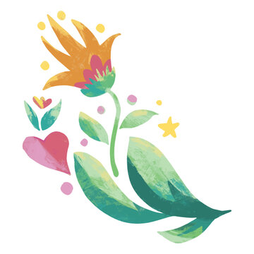 Illustration of a flower and leaves