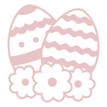 White and pink easter eggs with flowers