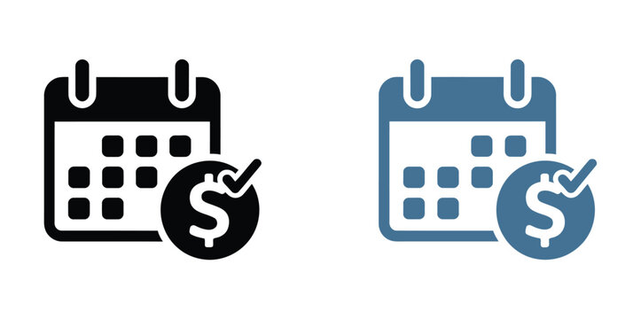 Subscription billing icon vector set, automatic payment, monthly billing cycle, invoice, and recurring charge symbols for finance dashboards, SaaS platforms, and fintech design