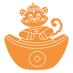 Tiger sitting in a boat © Vexels