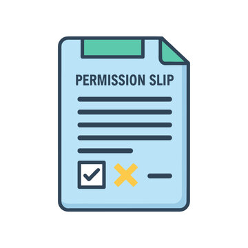 Permission slip document vector illustration, consent form and authorization concept, legal agreement and approval process, educational and administrative paperwork, official request graphic.