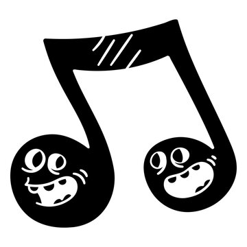 Playful music note illustration with expressive faces
