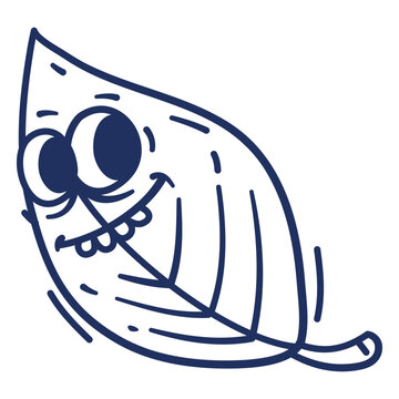 Blue leaf with a smiley face on it