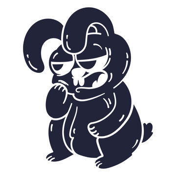 Playful cartoon rabbit design with exaggerated expressions