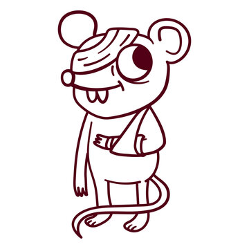 Drawing of a red mouse with a black background