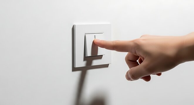 Hand flipping light switch on.