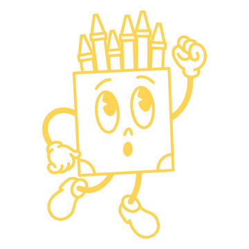 Cartoon of a box of crayons running