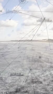 Vertical video: Ocean and HUD panning with camera showing nodes, rings, charts for marine tech