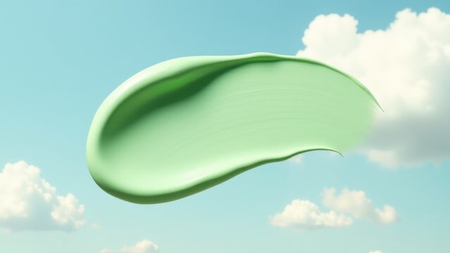 A small green object is seen flying through the air, with its trajectory and movement unclear