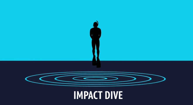 Impact Dive Silhouette With Ripples Under Bright Sky