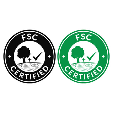 FSC Certified Forest Certification Badge Vector Icon Set
