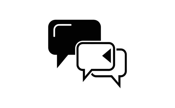 A simple graphic illustration of three speech bubbles on a white background