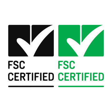 FSC Certified Forest Sustainability Badge Black and Green Vector Checkmark Icon