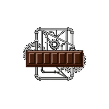 Industrial chocolate production machine concept.