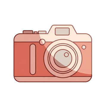 A pink camera icon on a transparent background, representing photography and creativity in a simple and modern design.