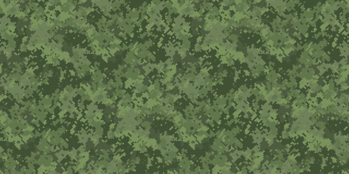 Abstract digital camouflage pattern. Seamless texture in muted greens, ideal for backgrounds, website design, military themes, or natureinspired projects.