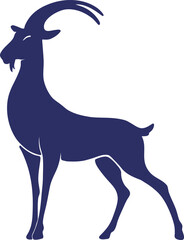 Fototapeta premium Standing Goat Silhouette. Alert Elegant Animal Vector, Chinese Zodiac Year of the Goat 2027 Symbol for Logo, Emblem and Branding.