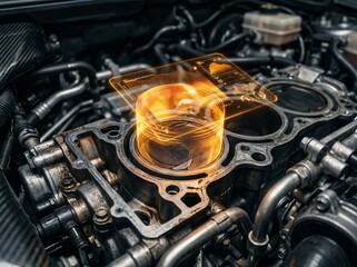 Fototapeta premium Predictive maintenance of engine pistons using digital twin